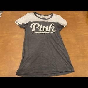 PINK/VS womens short sleeve t-shirt gray small